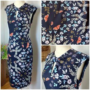 Ted Baker Floral Midi Dress - Navy and Multicolor